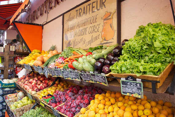 Groentekraam-Corsica-markt