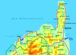 Kaart Noord-Corsica