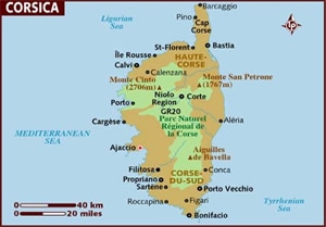 Landkaart Corsica