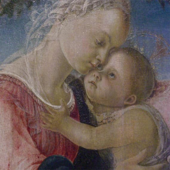 Schilderij-La-vierge-et-l-enfant-soutenu-par-un-ange-Sandro-Botticelli